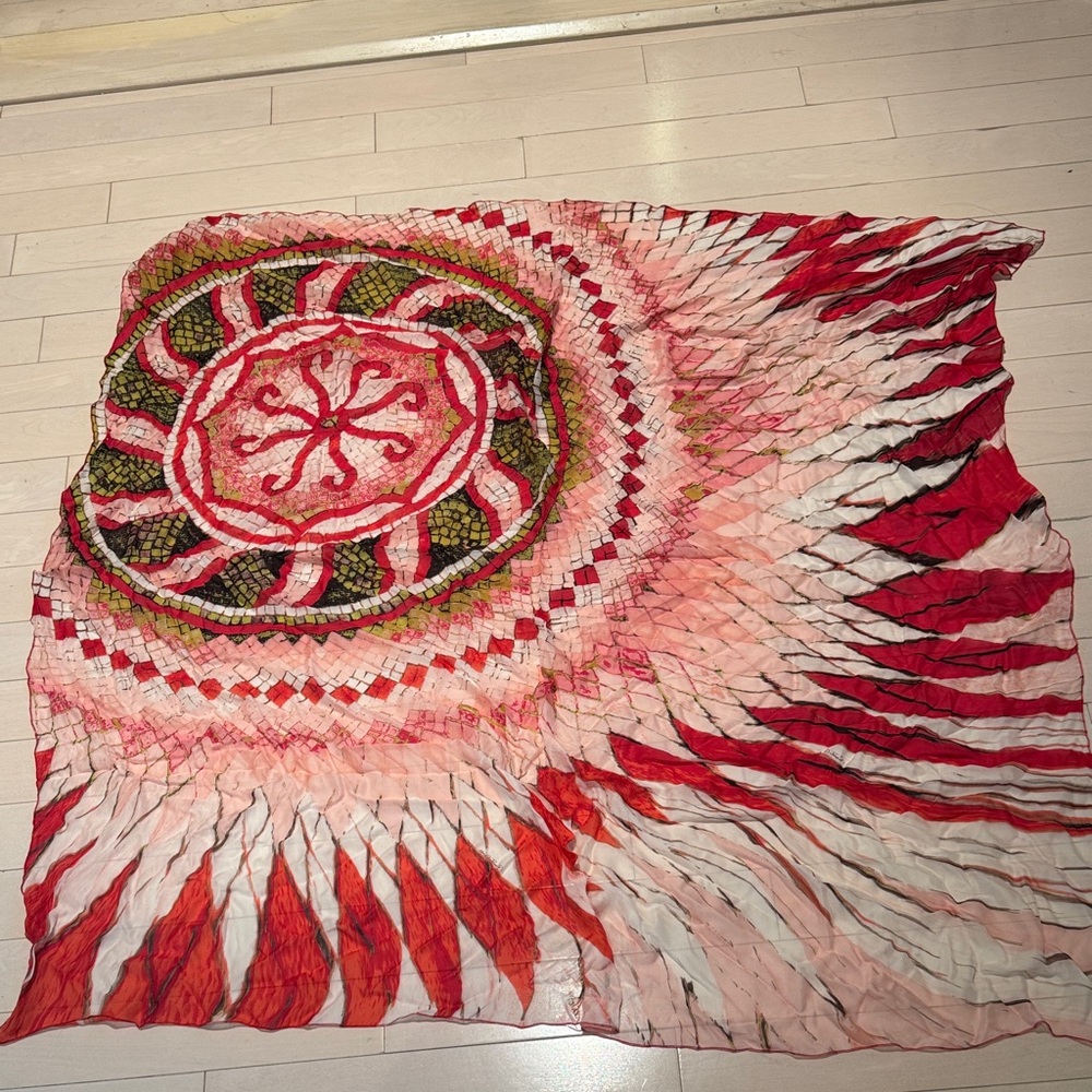 Roberto Cavalli Red and Pink Shimmer Scarf Wrap Shawl